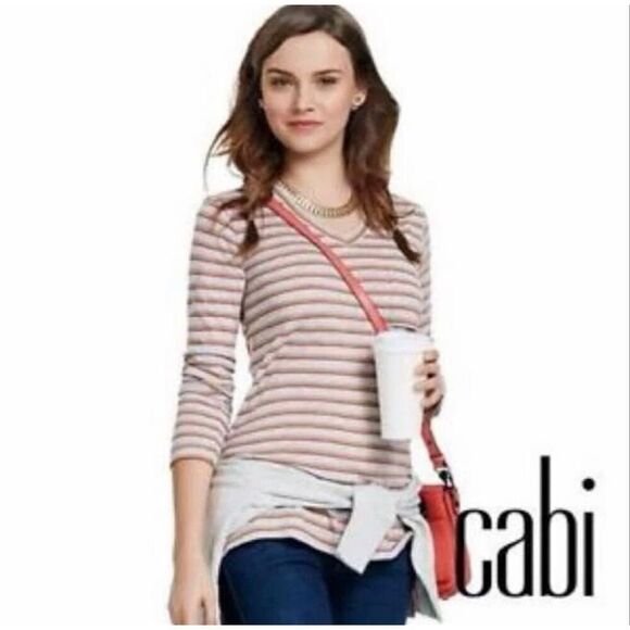 CAbi Tops - CAbi Skipper Striped Long Sleeve Tunic Top‎ #3055 V Neck